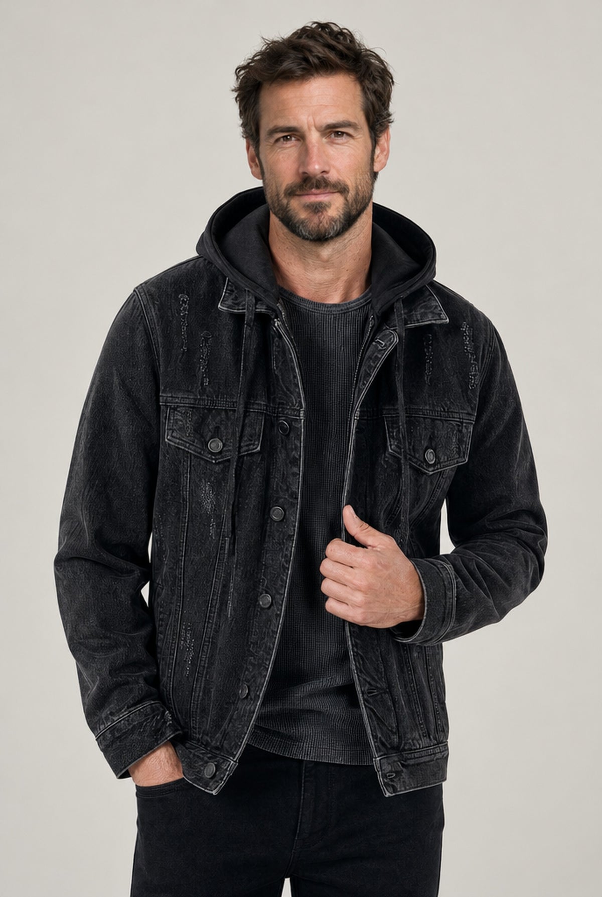 JACKET NORTHPEAK DENIM HOODED TRUCKER MEN'S