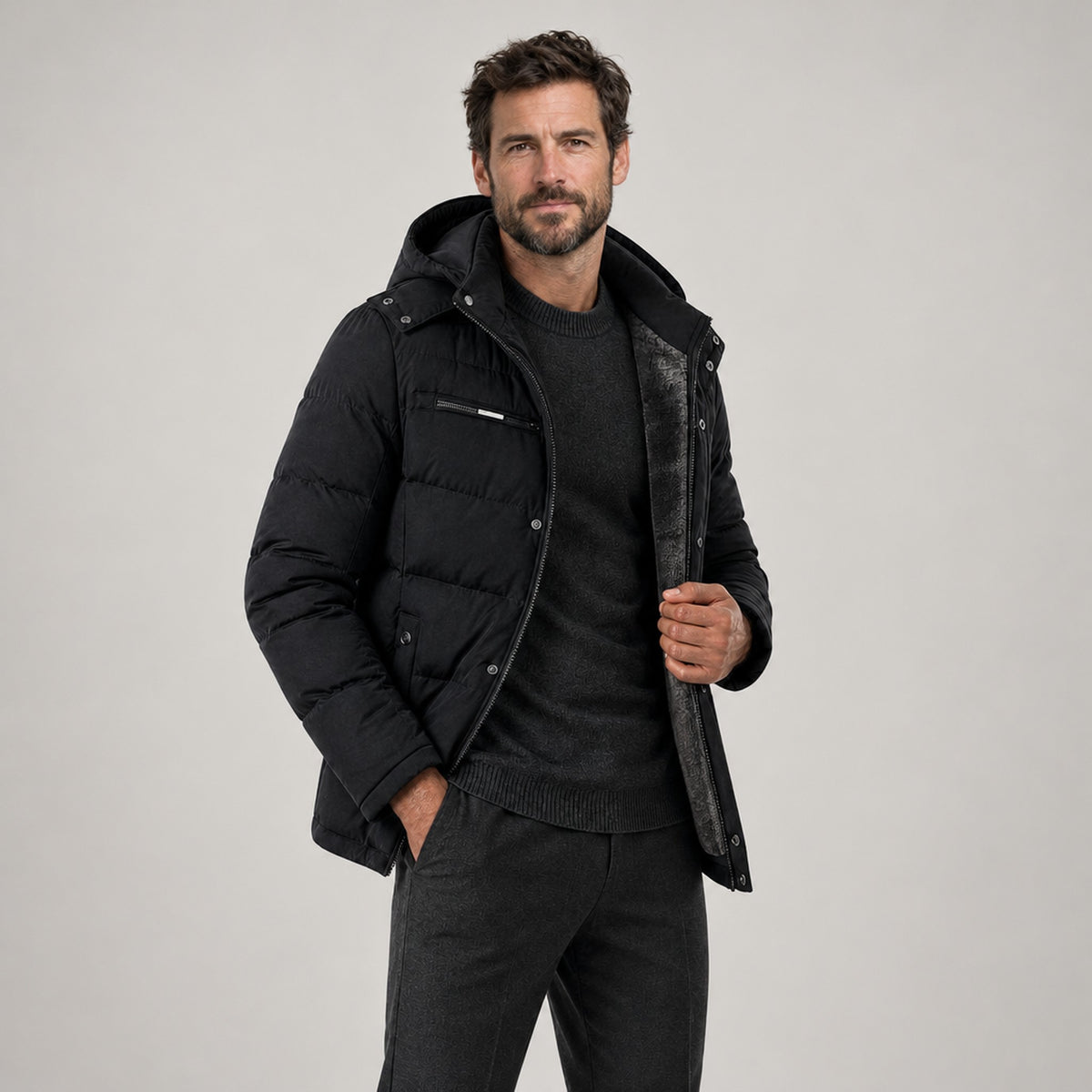JACKET NORTHPEAK HOODED PUFFER WOOL MEN'S