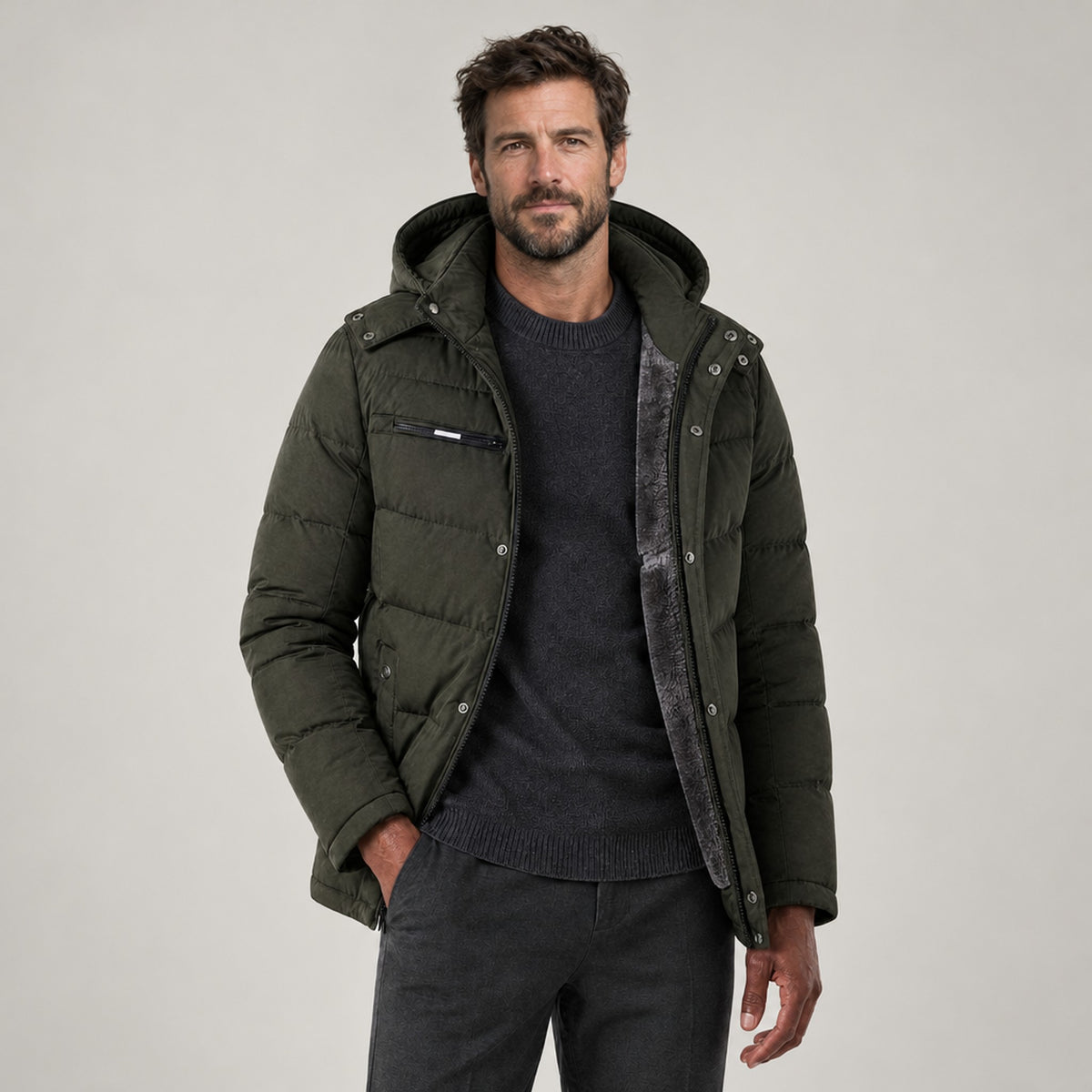 JACKET NORTHPEAK HOODED PUFFER WOOL MEN'S