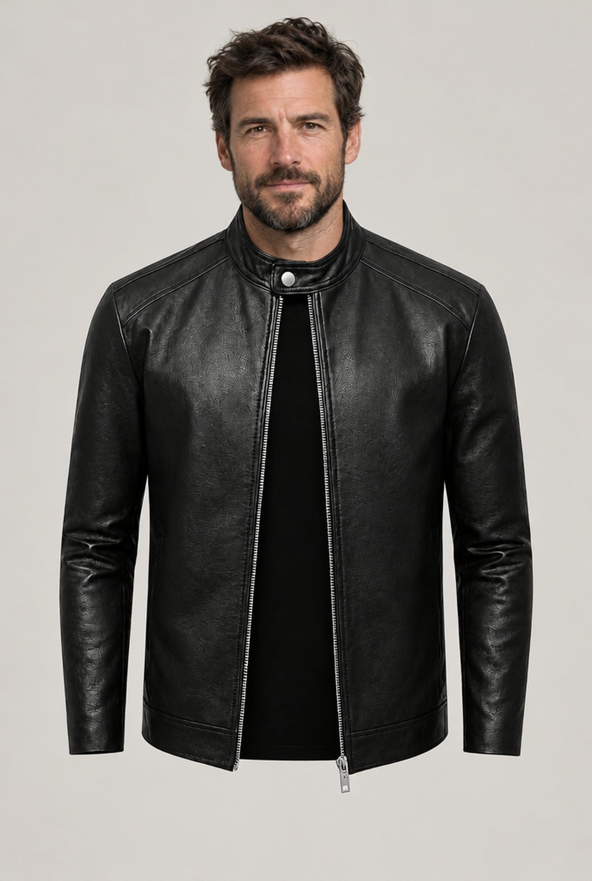 JACKET NORTHPEAK LEATHER SLIM BIKER MEN'S