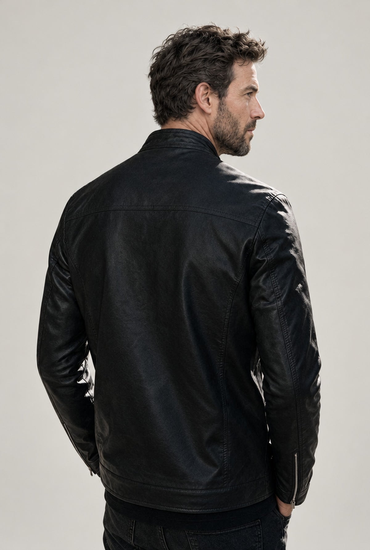 JACKET NORTHPEAK LEATHER SLIM BIKER MEN'S
