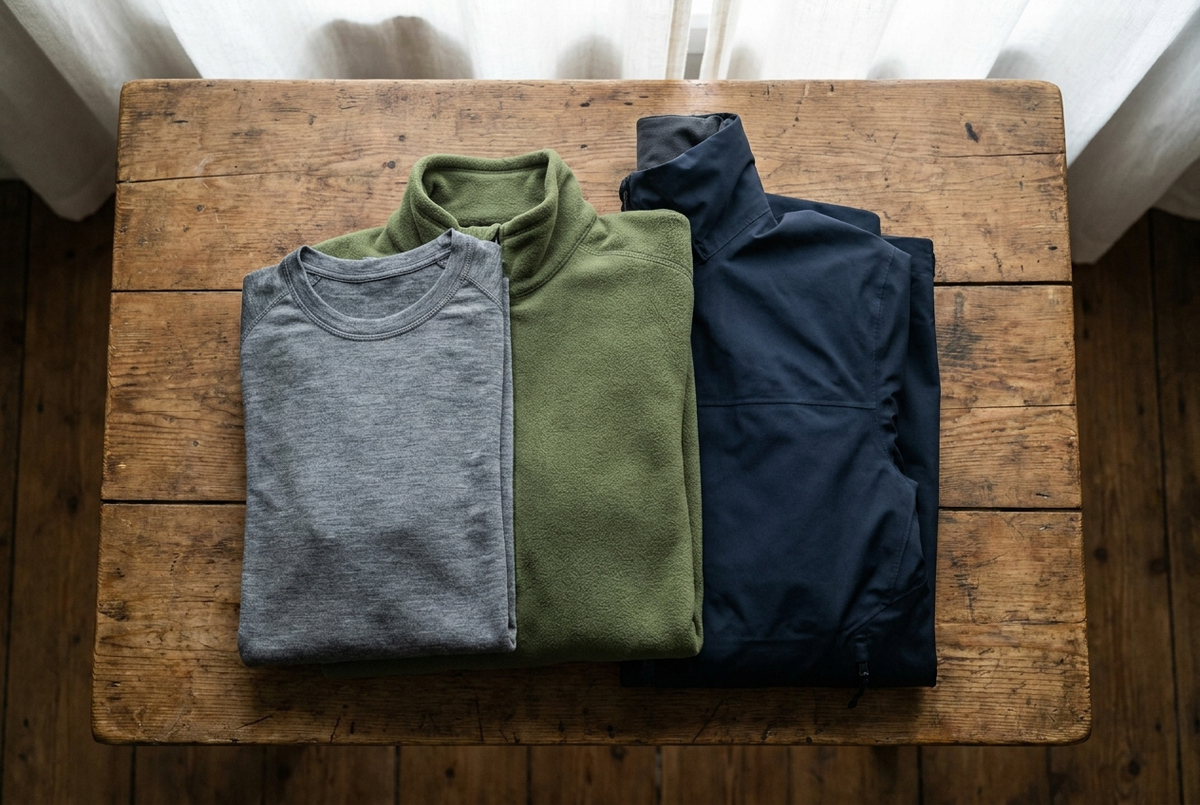 Camadas de roupa outdoor dobradas