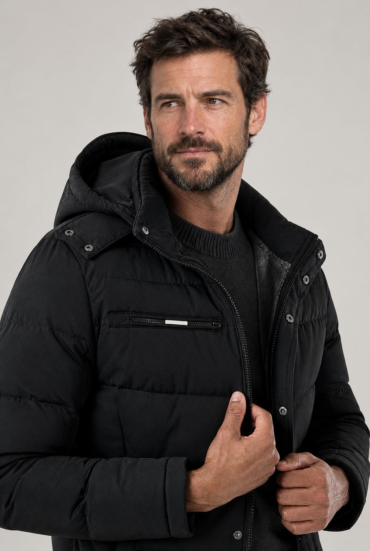 JACKET NORTHPEAK HOODED PUFFER WOOL MEN'S