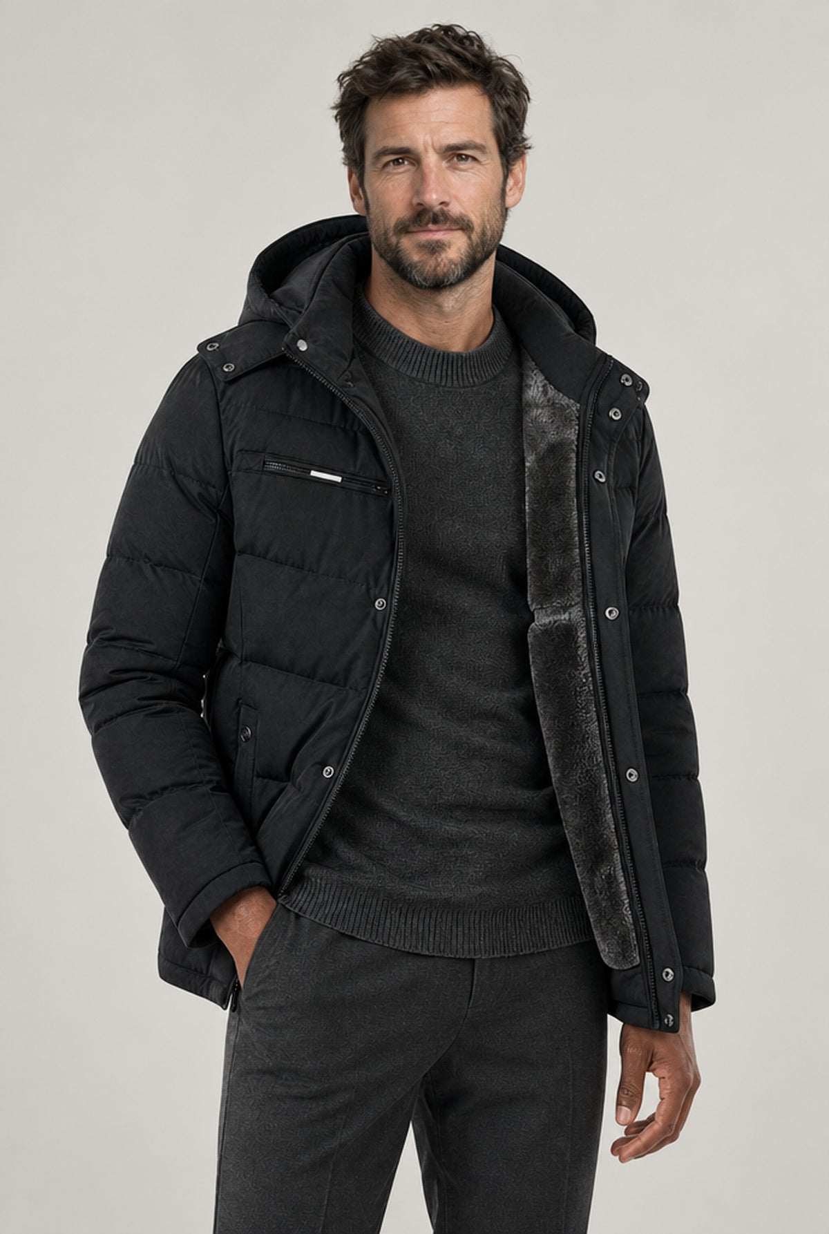 JACKET NORTHPEAK HOODED PUFFER WOOL MEN'S