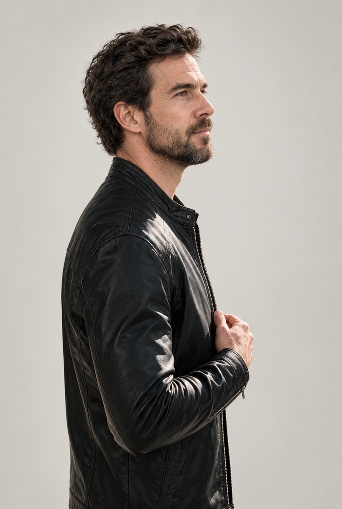 JACKET NORTHPEAK LEATHER SLIM BIKER MEN'S
